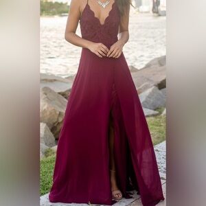 Elegant Burgundy Lace Dress